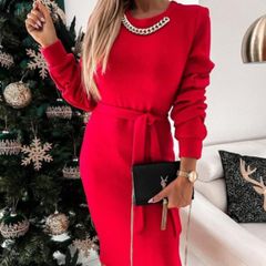 Red / Black Dress with a Belt