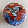 Oriental Style Porcelain Lidded Jar - Cranes Waves & Gold Detail Image 4