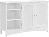Under-Sink Cabinet Extra Long 90 x 30 x 60 cm 2 Doors Bathroom Cabinet Open Compartments Height-Adjustable Shelves White