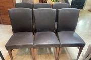 6 x Sturdy Leather Ex Meadows &amp; Byrne Kitchen Dining Chairs - Can Deliver