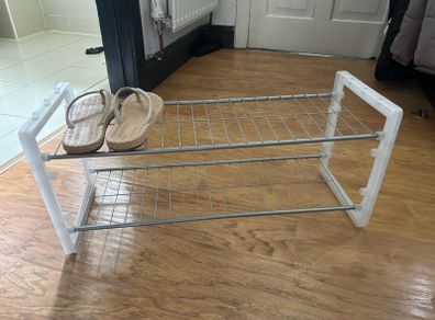 2 Tier Metal & Plastic Shoe Rack