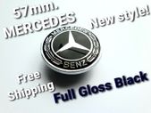 Mercedes - Benz 57mm gloss BLACK Wreath Flat Bonnet Badge Emblem A2228170415  /  A2048170616
