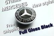 Mercedes - Benz 57mm gloss BLACK Wreath Flat Bonnet Badge Emblem A2228170415  /  A2048170616