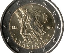 Italy 2 Euro Commemorative Coin 2014- 200th Anniversary of the Carabinieri. Uncirculated.