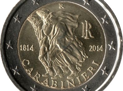 Italy 2 Euro Commemorative Coin 2014- 200th Anniversary of the Carabinieri. Uncirculated.