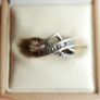 Vintage 925 Sterling Silver Crossover Ring with Stone Setting size M - 5,1g Image 2