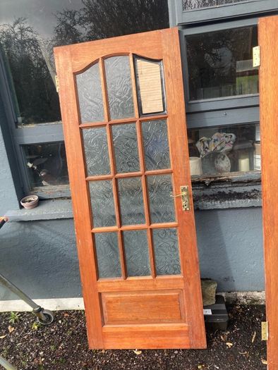 2 timber/glass doors, 1 hollow(white) door