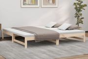 Day Bed | Natural Wood | Solid Pine Wood | Standard Double | Pull-Out