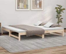 Day Bed | Natural Wood | Solid Pine Wood | Standard Double | Pull-Out