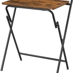 _Folding Small Desk Snack Table Space-Saving Sofa Table for Home Office Living Room Easy Assembly Vintage Brown/Black