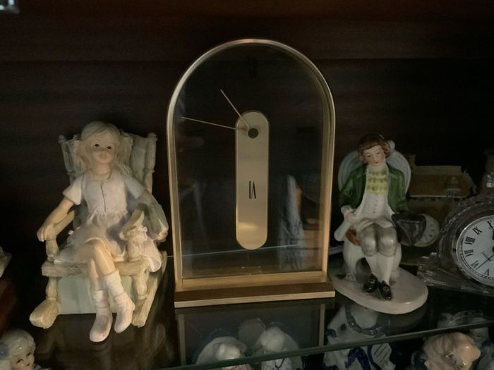 Clock, figures, Display Cabinet