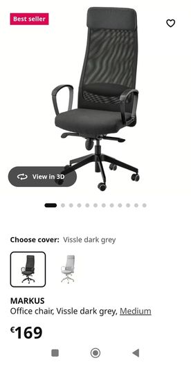 IKEA MARKUS office chair in Vissle dark grey, in good condition.