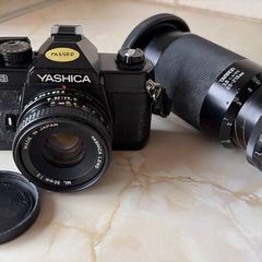 Yashica FX-3 film camera with 50mm lens and Tamron 80-210mm lens