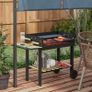 Charcoal BBQ Grill, Barbecue Trolley with Double Adjustable Grill, Side Table, Storage Shelf and Wheels for Outdoor Garden Party Cooking, Black Image 6