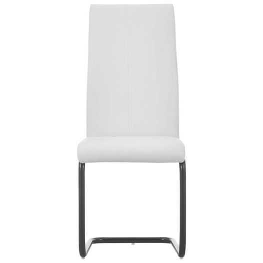 Cantilever Dining Chairs 4 pcs White Faux Leather