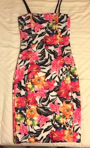 Multi Coloured Tropical Print Dress