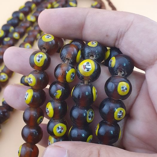 Vintage Middle Eastern Old Face Glass Beads Necklace