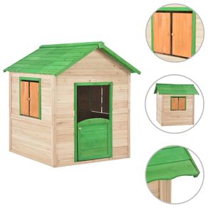 Kids Play House Fir Wood Green