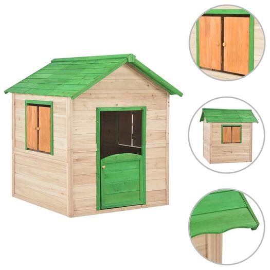 Kids Play House Fir Wood Green