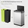 Mirage X 40L Automatic Sensor Kitchen Bin, Double Recycling Bin with 2 x 20L Compartments, Soft-Close Lid and Removable Buckets, Sleek Brushed Stainless Steel Image 3