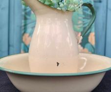 Vintage Enamel Pitcher and Bowl