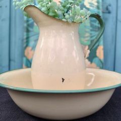 Vintage Enamel Pitcher and Bowl