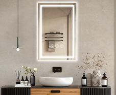 LED Bathroom Wall Mirror with LED Lights  Anti-Fog Vanity Mirror, 3-Color Dimmable Frontlit Illumination for Makeup, Wall Mounted Bathroom Lighting