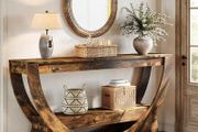 160cm Console Table, 2-Tier Hallway Table with Shelves, Rustic Wooden Sofa Table, Narrow Entryway Table for Living Room, Entrance &amp; Foyer
