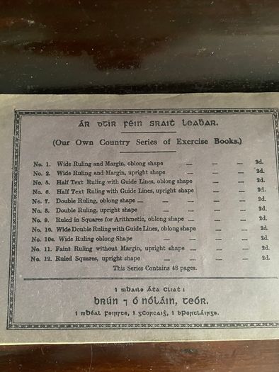 Vintage Irish Exercise Copy Book
