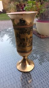 Tall oro potiche or gold porcelain 24 ct gold vase w/ Greek myths, D18
