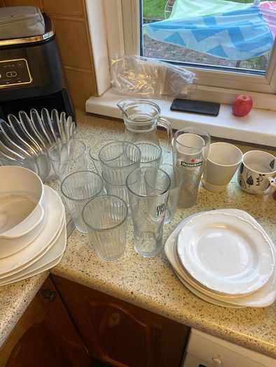Cups, plates, glasses etc