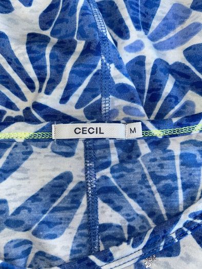 Ladies Blue & White Short Sleeved Top from Cecil. Size Medium UK 10 -12 / EU 38-40