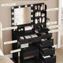 Dressing Table with 10 LED Lighting, Stool, Dressing Table with Large Mirror, Dressing Tables with Plug, and Hair Dryer Holder and Multiple Drawers, Black Image 5