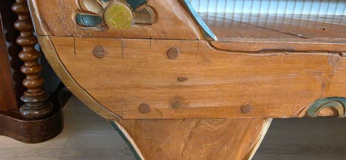 Extremely Rare Antique Javanese / Dutch Colonial Teak Daybed / Settee Bench