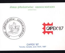 1987 Eire Philatelic Association Stamp Exhibition Souvenir for Cape '87, Toronto, Canada, June 13-12, 1987
