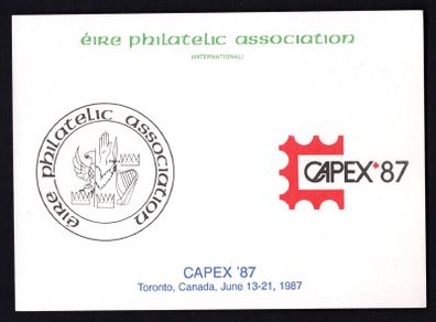1987 Eire Philatelic Association Stamp Exhibition Souvenir for Cape '87, Toronto, Canada, June 13-12, 1987