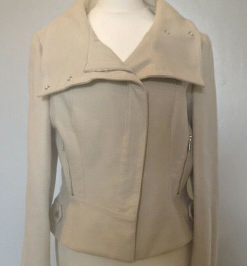Karen Millen Beige Moleskin Biker Jacket