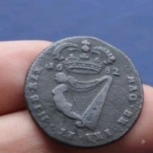 1682 Milled Bronze Charles II Irish Half Penny