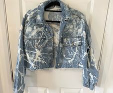 Topshop Tie-Dye Denim Cropped Jacket