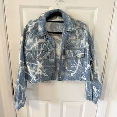Topshop Tie-Dye Denim Cropped Jacket