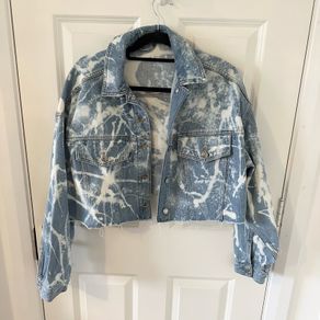 Topshop Tie-Dye Denim Cropped Jacket