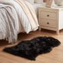 FREE EXPRESS SHIPPING faux fur soft fluffy single sheepskin stule Style Rug, Faux Fleece Chair Cover Seat Pad Soft Fluffy Shaggy Area Rugs For Bedroom Sofa Floor (60 X 90 CM Black) Image 2