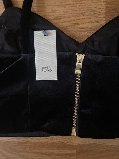 Brand New River Island Black Velvet Bra Top