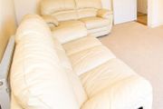 Cream Leather 3 +2 Recliner.