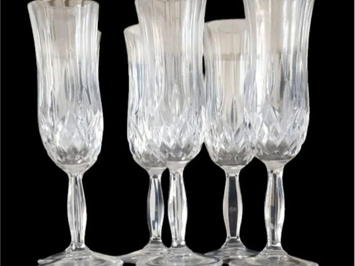 6 x Vintage RCR Harrods Crystal Champagne Flutes