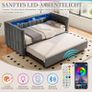 Velvet Sofa Bed 90 x 190 cm with Pull-Out Bed, USB-C Connection, LED Lighting & Storage Space - Modern Day Bed for Living Room, Guest Room & Teenager's Room (Dark Grey1) Image 5