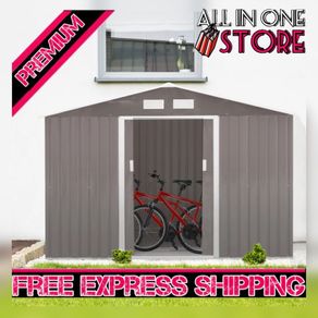 9 x 6FT Foundation Ventilation Steel Outdoor Garden Shed Grey (FREE SHIPPING)