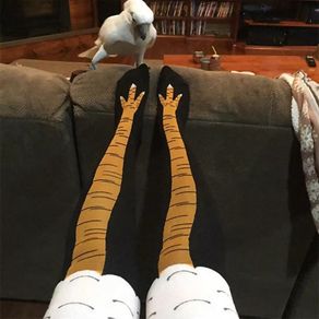 Gift Mens Womens Funny 3D Chicken Socks Print Cartoon Cosplay High flexibility Thigh High Sock Cotton Fashion Thin Toe Feet