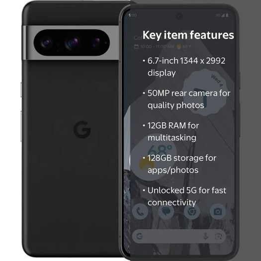 Google Pixel 8 Pro 128GB Black Excellent Condition FREE New Google Earbuds and Charger