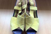 Ladies Clarks Yellow suede High heel Sandals size 5